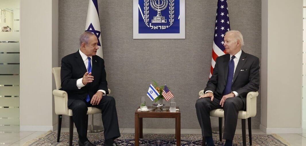 Netanyahu and Biden meet, July 14, 2022. Photo by Israeli government press office.
