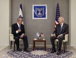 Netanyahu and Biden meet, July 14, 2022. Photo by Israeli government press office.