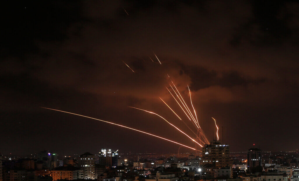 Rockets are launched from Gaza City, towards Israel on August 5, 2022. The rocket fire followed deadly air strikes by the Israeli military on Gaza. (Photo: Bashar Taleb/APA Images)