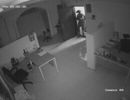 A security camera image of Israeli forces entering Defense for Children International - Palestine offices on the morning of August 18, 2022. (Photo: Twitter/Defense for Children International - Palestine)