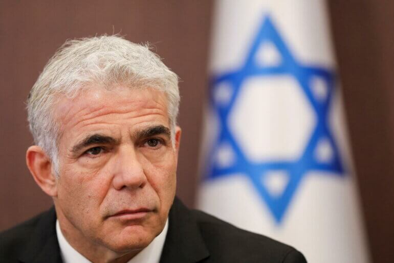 Yair Lapid attends a cabinet meeting at the Prime Minister's office in Jerusalem May 15, 2022. (Photo: Abir Sultan/Pool via REUTERS/File Photo)