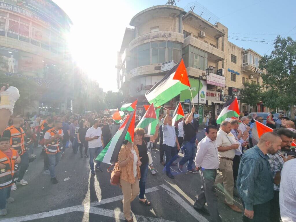 Protest in Ramallah city center, August 7 2022 (Photo: Shadi Zamareh)