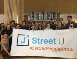 J Street U photo of a "Let Our People Know" trip it organized to Israel and Palestine in 2019.