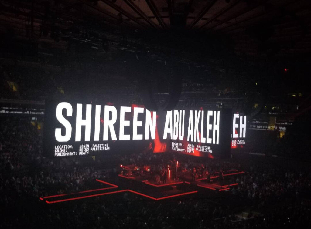 Roger Waters concert at Madison Square Garden August 31, 2022 featured slain journalist Shireen Abu Akleh's name. 