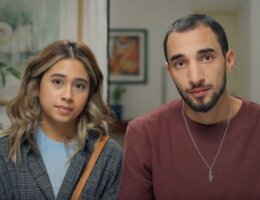 Still image from the short film "Love Under Occupation", satirizing Israeli restrictions on romantic relationships between Palestinians and foreigners.