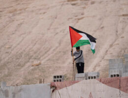 A Palestinian flag over the home of the martyrs Ra'fat and Ibrahim Oweidat (Photo: Akram al-Wa'ra/Mondoweiss)