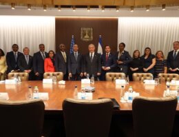 Hakeem Jeffries and Debbie Wasserman Schultz among other Democrats in Congress meet Israeli Prime Minister Benjamin Netanyahu. April 24, 2023, from Jeffries's Facebook feed. Group also included Josh Gottheimer, Sara Jacobs and Dean Phillips.