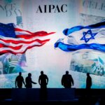 Workers put the finishing touches on the stage at the annual American Israel Public Affairs Conference in Washington in March 2015. (Photo: Pete Marovich/European Pressphoto Agency)