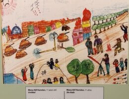 Art work from "The Trauma of War Art Show" - art created by the children of Gaza.