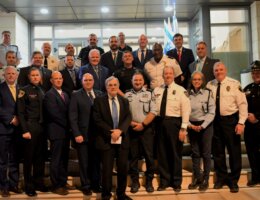 16-member delegation representing law enforcement agencies in Georgia, Tennessee, North Carolina and Colorado who participated in the Georgia International Law Enforcement Exchange’s (GILEE) annual training program with the Israel Police in November 2021. (Photo: Andrew Young School of Policy Studies/Georgia State University)