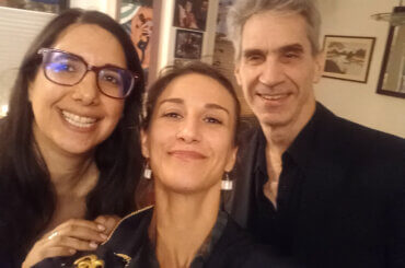 Sofia Farah, Mariam Barghouti, and Phil Weiss in New York City.