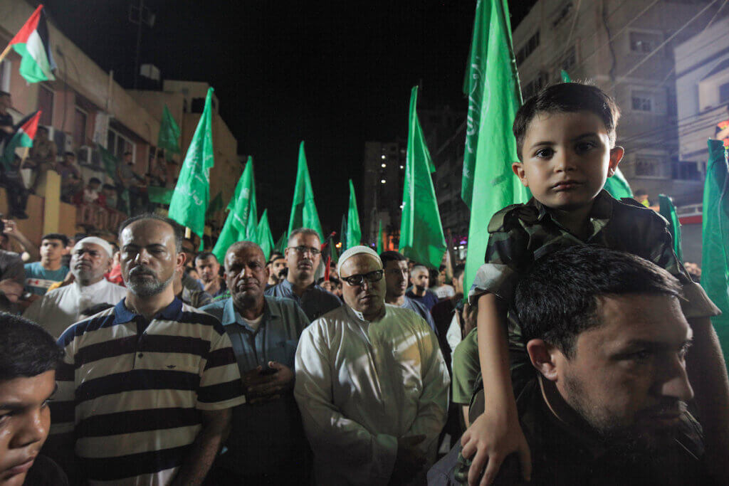Hamas supporters protest in Gaza City on July 3, 2023, over the Israeli military operation in the West Bank city of Jenin. (Photo: Omar Al-Dirawi/APA Images)
