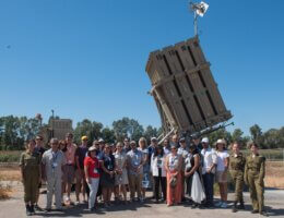 A delegation of Democratic house representatives traveling with AIPAC visit an Iron Dome installation in Israel, August 9, 2023. (Photo: AIPAC)