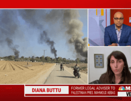 Diana Buttu speaks to Ali Velshi on MSNBC, October 7, 2023. Screenshot.