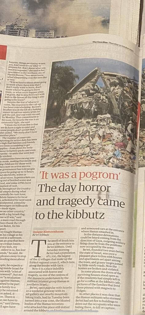Headline from the Guardian, October 12