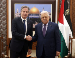 Palestinian President Mahmoud Abbas meets with U.S. Secretary of State Antony Blinken in Ramallah, West Bank on November 5, 2023. (Photo: Thaer Ganaim/APA Images)