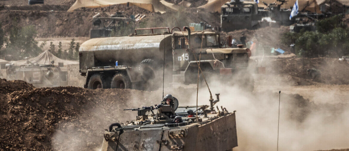 Israeli military vehicles just outside the Gaza Strip, October 31, 2023. (Photo: © Ilia Yefimovich/dpa via ZUMA Press APA Images)