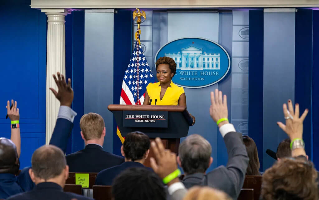Deputy Press Secretary Karine Jean-Pierre holds a daily briefing Wednesday, May 26, 2021 in the James S. Brady Press Briefing Room of the White House. (Official White House Photo by Katie Ricks).