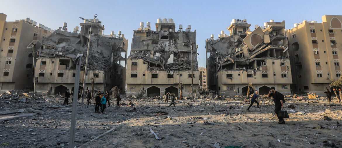 The Qatari-funded Hamad Town residential complex in Khan Younis was bombed on December 2, 2023. (Photo: © Mohammed Talatene/dpa via ZUMA Press/APA Images)