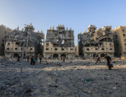 The Qatari-funded Hamad Town residential complex in Khan Younis was bombed on December 2, 2023. (Photo: © Mohammed Talatene/dpa via ZUMA Press/APA Images)