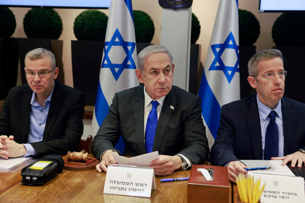 Israeli Prime Minister Benjamin Netanyahu chairs a Cabinet meeting at the Israeli Ministry of Defense, in Tel Aviv, Israel, 17 December 2023. (Photo: © Menahem Kahana/EFE via ZUMA Press APAimages)