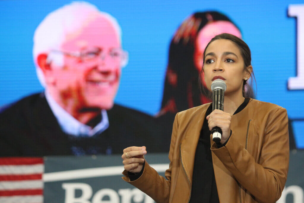 Rep. Alexandria Ocasio-Cortez speaking to attendees at a rally for Bernie Sanders in Council Bluffs, Iowa in November 2019. (Photo: Flickr/Matt A.J.)
