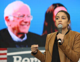 Rep. Alexandria Ocasio-Cortez speaking to attendees at a rally for Bernie Sanders in Council Bluffs, Iowa in November 2019. (Photo: Flickr/Matt A.J.)