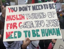 A sign in a march for Palestine in New York City, on May 11, 2021. (Photo: Andrew Ratto/Flickr)