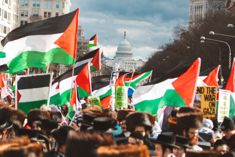 Upwards of 400,000 Pro-Palestine protestors take the streets in a national march in Washington DC to show support for Palestinians and call for a ceasefire and end the genocide in Gaza, January 13, 2024. (Photo: Eman Mohammed)
