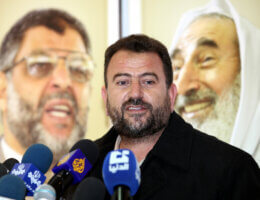 Hamas leader Saleh Aruri during a press conference in Damascus, December 21, 2010. (Photo: APA Images)