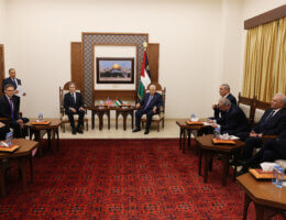 Palestinian President Mahmoud Abbas meets with U.S. Secretary of State Antony Blinken in Ramallah, West Bank on November 5, 2023. (Photo: Thaer Ganaim/APA Images)