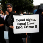 A protest of Palestinian citizens of Israel in Haifa condemning police and government inaction regarding the epidemic of crime in the Arab community, August 31, 2023. (Photo: © Atef Safadi/EFE via ZUMA Press/APA Images)