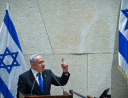 Benjamin Netanyahu speaking at swearing in ceremony of the 37th government in the Knesset Plenum, Jerusalem, November, 2022. (Photo: Government Press Office/Israel National Photo Library)