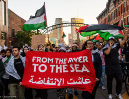 Students for Justice in Palestine at The Ohio State University (SJP-OSU) hold the 'From the River to The Sea' banner at the Day of Resistance Protest in Columbus, Ohio, October 13, 2023. (Photo: Paul Becker/Becker1999)