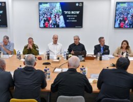Prime Minister Benjamin Netanyahu convening war cabinet at Israeli army Central Command HQ, October 11, 2023. (Photo: Israel Government Press Office)