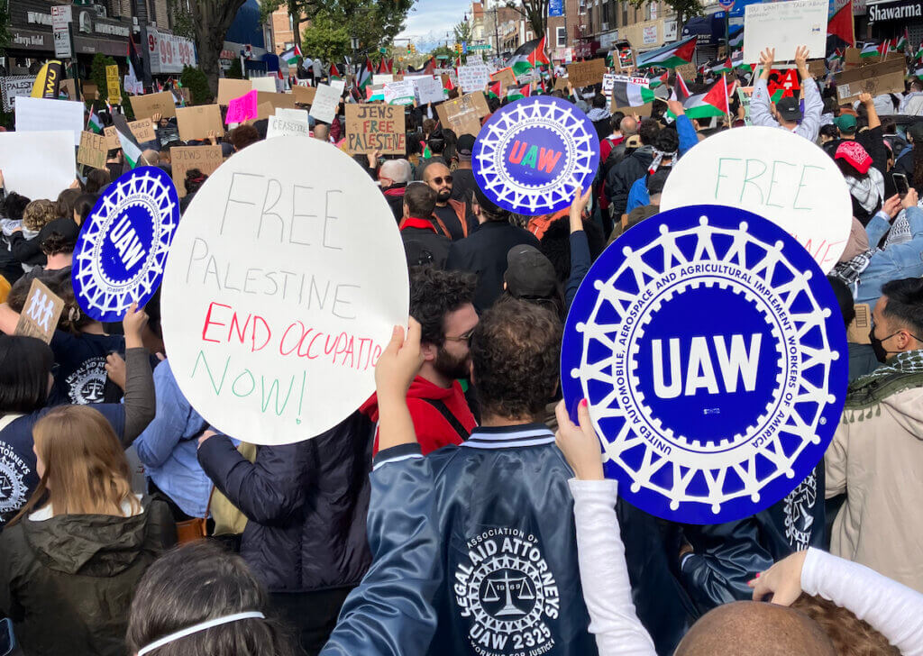 Members of UAW Labor for Palestine marching in Brooklyn, December 9, 2023. (Photo: UAW Labor for Palestine)