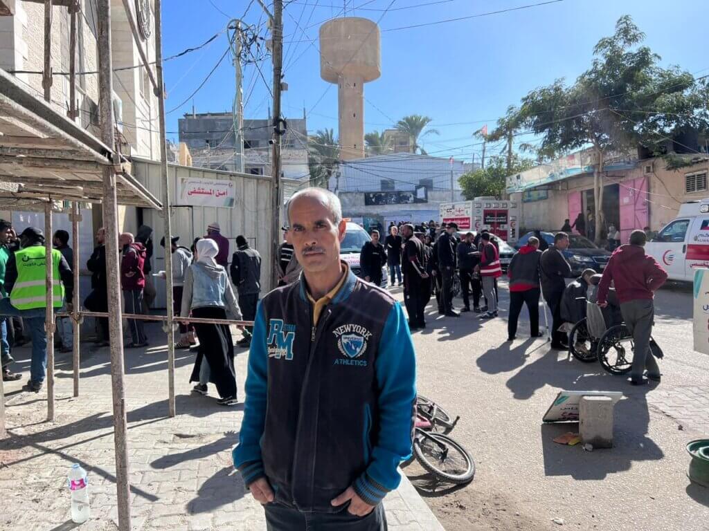 Haytham al-Hilou in the Kuwaiti Hospital courtyard in Rafah, January 2024. (Photo: Tareq Hajjaj/Mondoweiss)