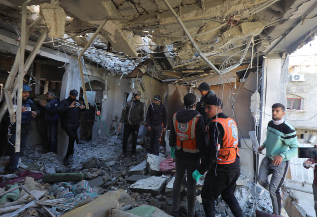 The aftermath of an Israeli airstrike on Deir al-Balah, central Gaza, February 5, 2024. (Photo: Naaman Omar/APA Images)