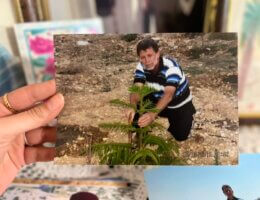 A photo of Nael Barghouti, the longest-serving Palestinian political prisoner, planting a tree outside his home during the brief three years he spent outside of prison before being re-arrested. (Photo: Zena al-Tahhan)