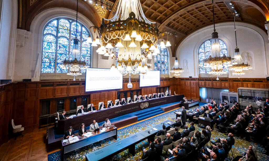 View of the ICJ courtroom at the start of the hearing, February 19, 2024. (Photo: International Court of Justice)