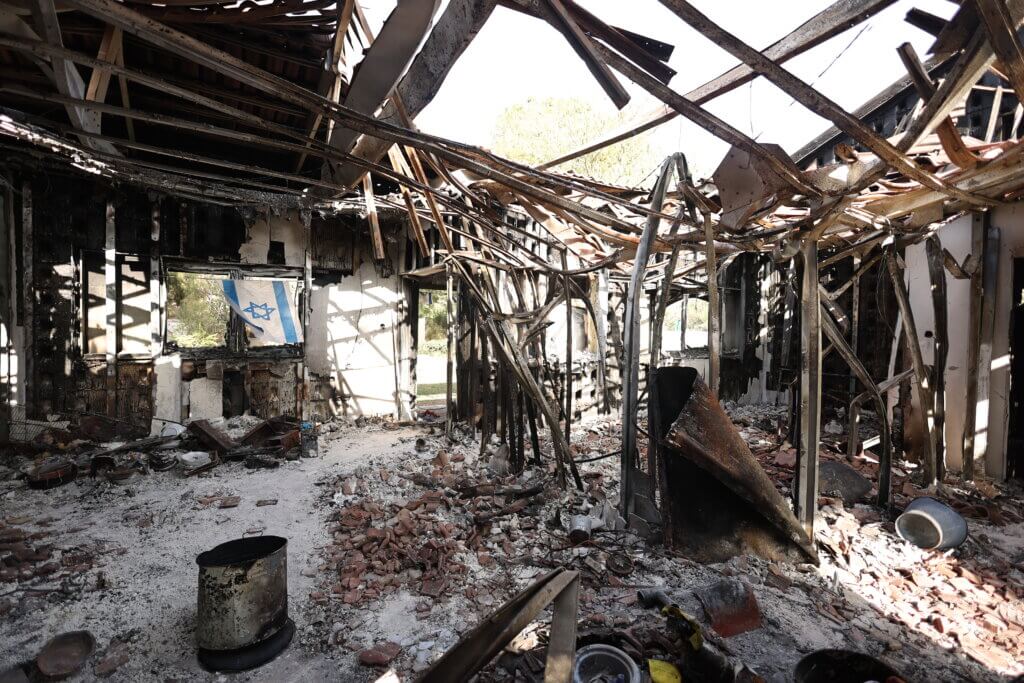 Scenes of destruction in Kibbutz Nir Oz after the invasion of Hamas fighters on October 7, 2023. (Photo: Mishel Amzaleg/Israel Government Press Office)