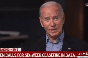 Joe Biden says Benjamin Netanyahu is "hurting" Israel in the eyes of the world by killing so many civilians in Gaza. Biden spoke to Jonathan Capehart of MSNBC on March 9, 2024. Screenshot.