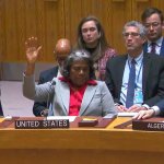 Ambassador Linda Thomas-Greenfield, Permanent Representative of the United States to the UN, casts her abstention during voting on the resolution demanding an immediate ceasefire in Gaza for the month of Ramadan, March 25, 2024. (Photo: UN)