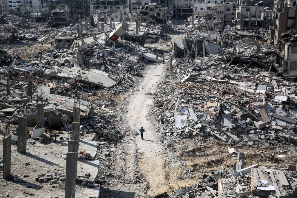 Destruction in the vicinity of al-Shifa Hospital, Gaza City, April 2, 2024. (Photo: © Omar Ishaq/dpa via ZUMA Press/APA Images)