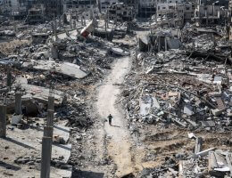 Destruction in the vicinity of al-Shifa Hospital, Gaza City, April 2, 2024. (Photo: © Omar Ishaq/dpa via ZUMA Press/APA Images)
