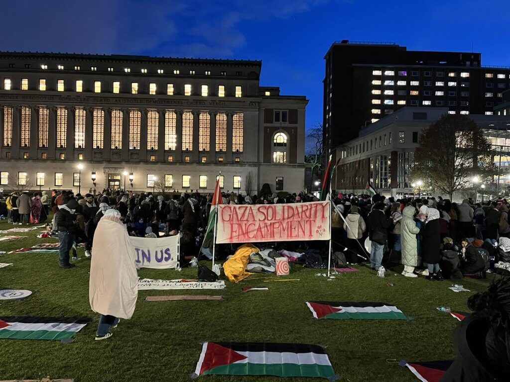The Gaza Solidarity Encampment at Columbia University. (Photo: Nancy Kricorian)