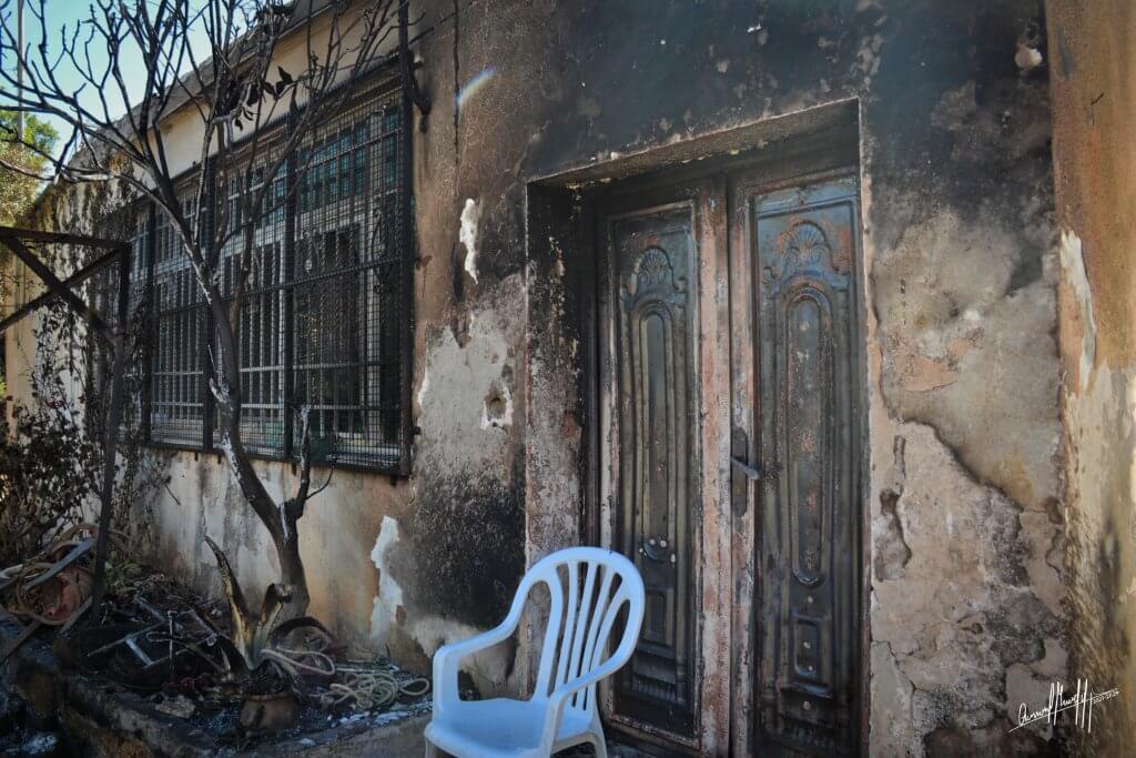 Israeli settlers rampaged through the village of al-Mughayyir and torched several houses. (Photo: Qassam Muaddi/Mondoweiss)
