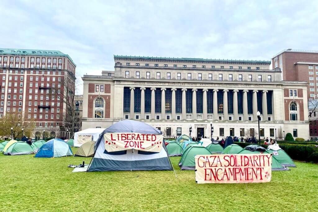 Columbia University student organizers set up the Gaza Solidarity Encampment on April 17, 2024. (Photo: social media)
