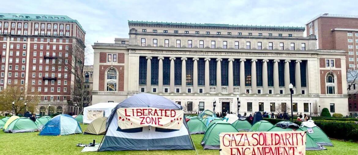 Columbia University student organizers set up the Gaza Solidarity Encampment on April 17, 2024. (Photo: social media)
