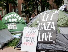 Student encampment for Gaza at George Washington University in Washington, DC, on April 25, 2024. (Photo: Laura Albast)